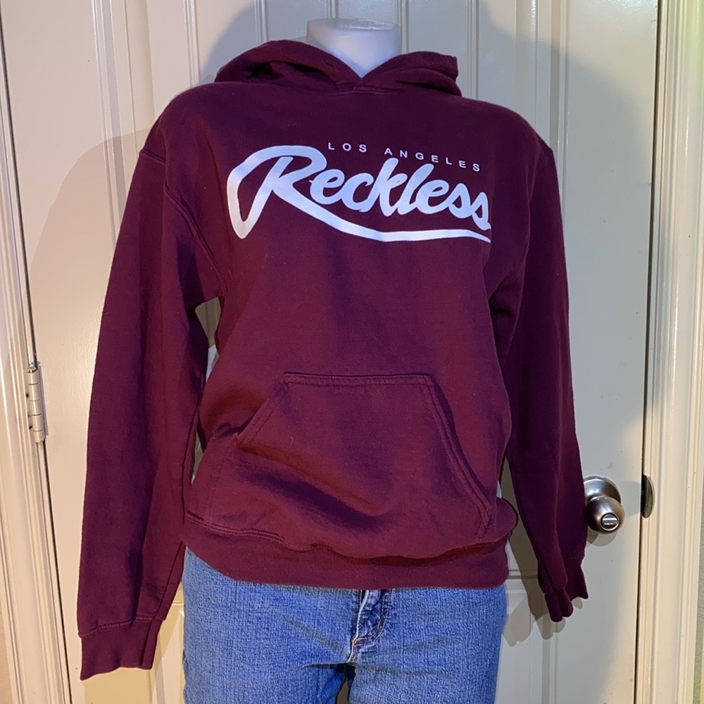 YR maroon Los Angeles Reckless hoodie w/o neck string small